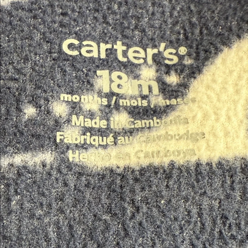 Carters Onesie Pajamas, Blue White Dinosaur, Grip Feet, Fleece, PJs, Boys 18 Mo - Picture 7 of 8